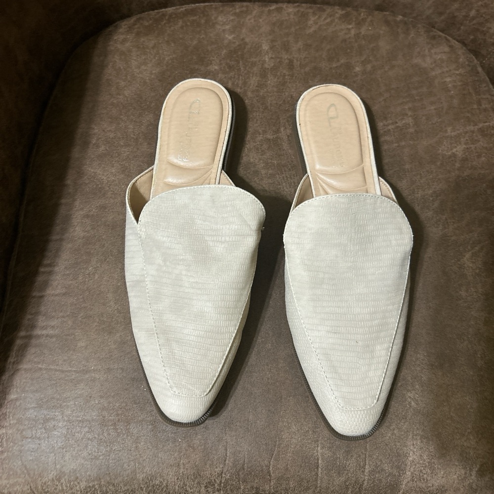 CL by Chinese Laundry Cream Mules with Pointed Toe